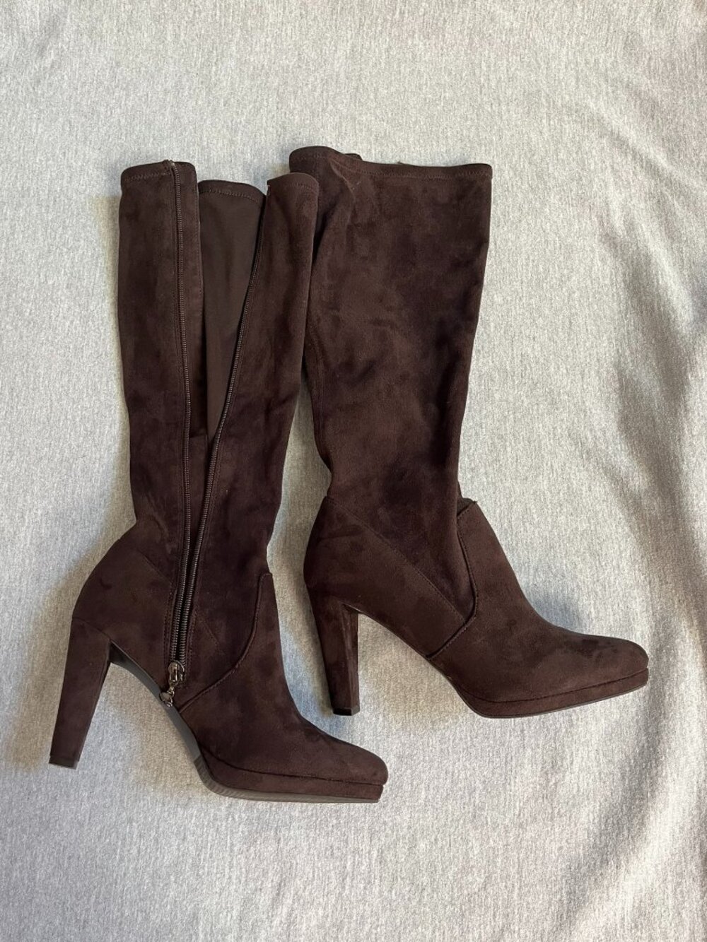 Tahari Brown Faux Suede Boots, Size 7